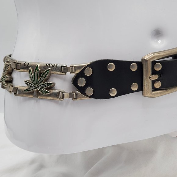 Vintage Other - ‘Da Joint’ Leather & Metal Cannabis Belt